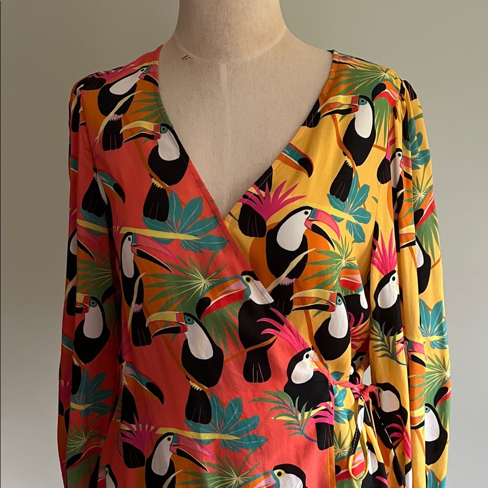 Farm Rio Tropical Print Wrap Top - Picture 3 of 13